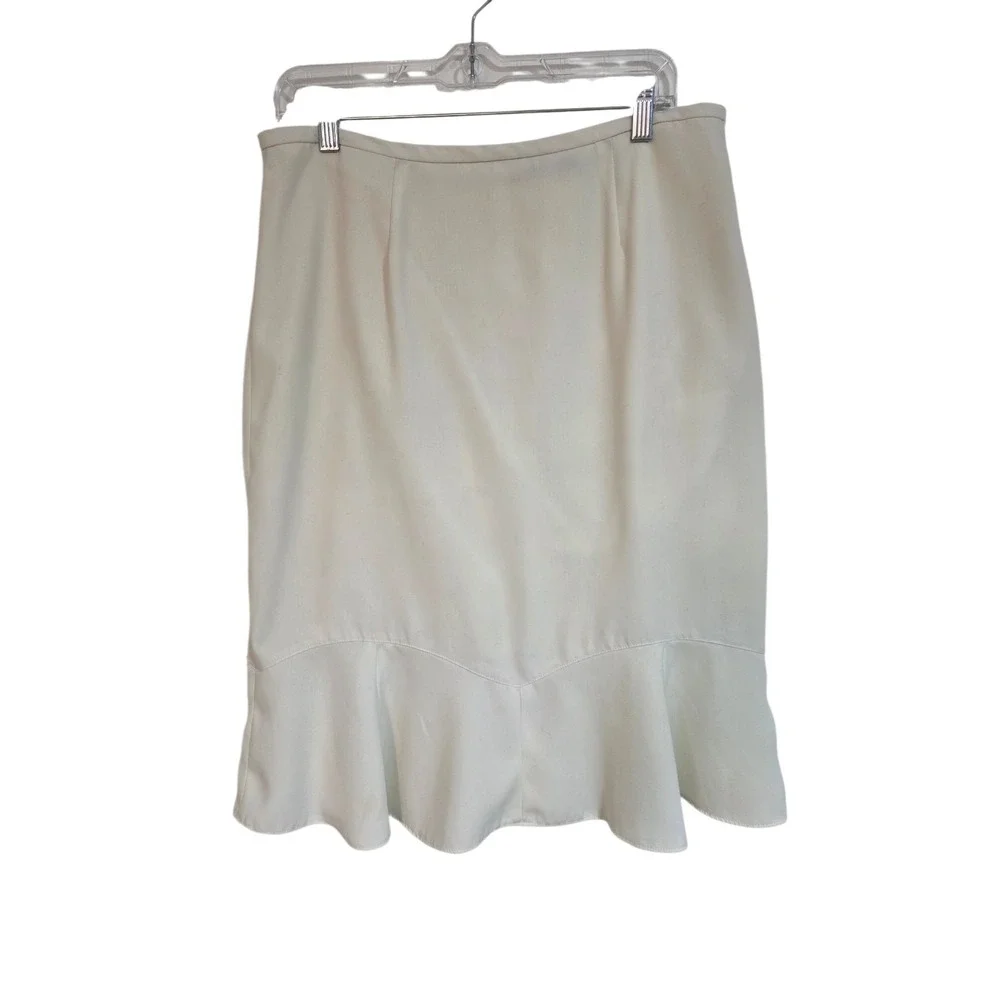 Classic Cream Mermaid Midi Skirt - Size 12‎ - Ruffle Flounce Hem - Professional